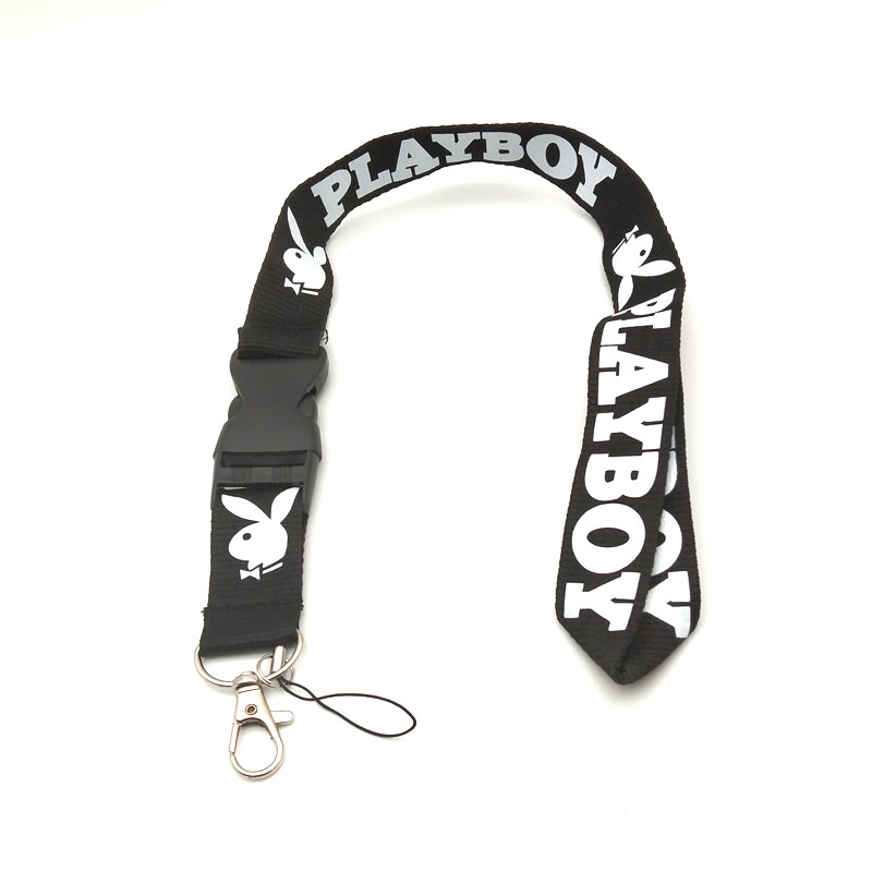 Tali Lanyard Leher Warna Hitam Dengan Klip Penjepit Untuk Case Hp Dan Kamera