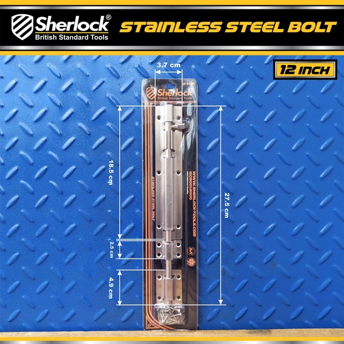 Grendel Slot Kunci Pintu Sherlock Stainless Steel 12 Inch