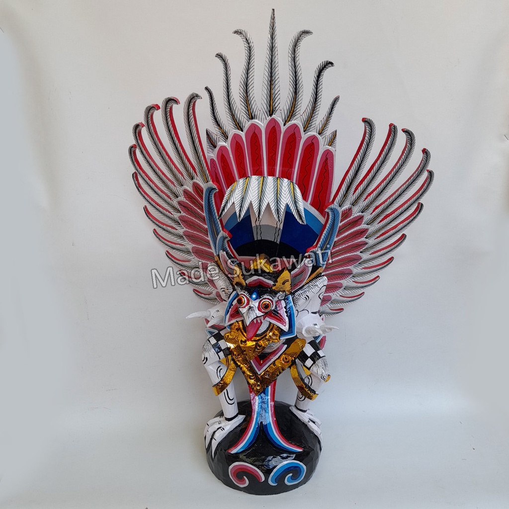 kerajinan patung garuda bali tinggi 60cm ukiran kayu handmade lukis