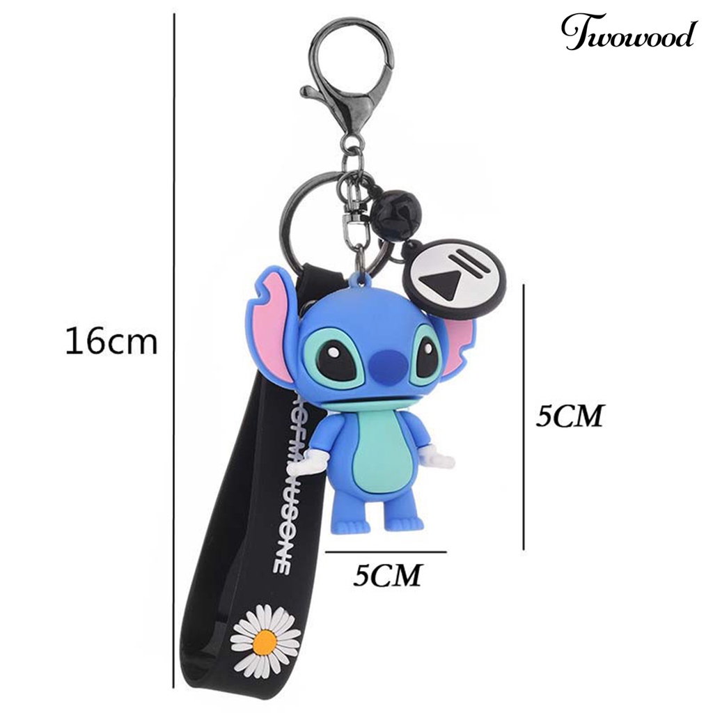 Gantungan Kunci Desain Kartun Stitch Bahan PVC Untuk Tas