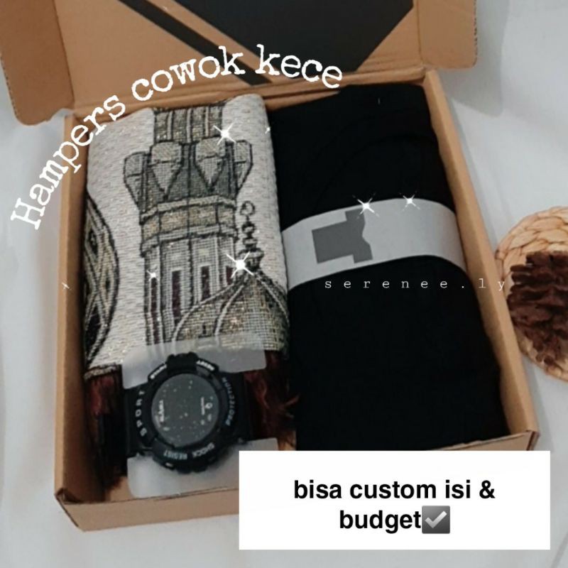 HAMPERS CUSTOM BOX COWOK/KADO ULTAH - ANNIVERSARY PACAR black edition murah/hampers cowok kaos