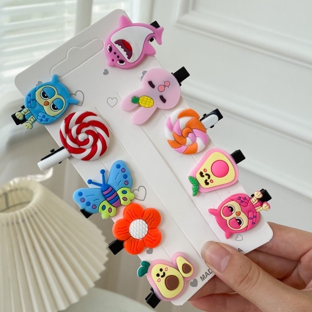 10PCS JEPIT RAMBUT ANAK / JEPITAN RAMBUT ANAK MOTIF KARAKTER KARTUN-JPT - BABY SHARK