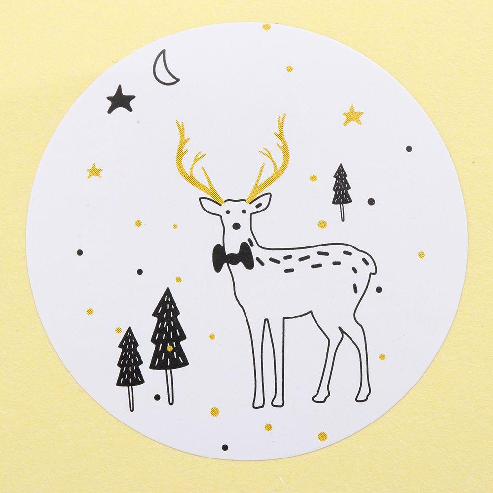 Solighter 30/60Pcs Kertas Kado Stiker Elk Perlengkapan Pesta Biskuit Gift Box Bear &amp; Deer Sealing Craft Merry Christmas