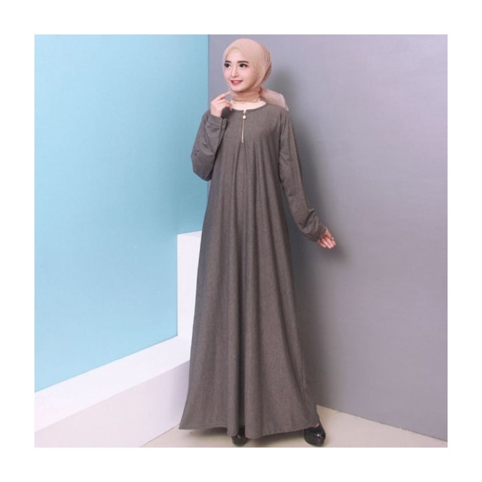 Jual Baju Gamis Wanita Gamis Jumbo Polos L - XXXL Bahan Misty 9621 - DARKGREY L-XL Diskon