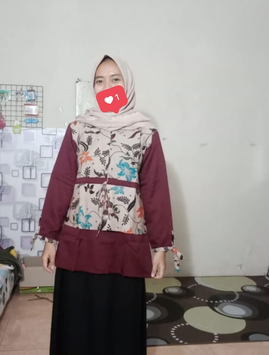 Tey-17 Batik Wanita Asj Sa Hrb026 Kenongo Kemeja Tosca Pendek