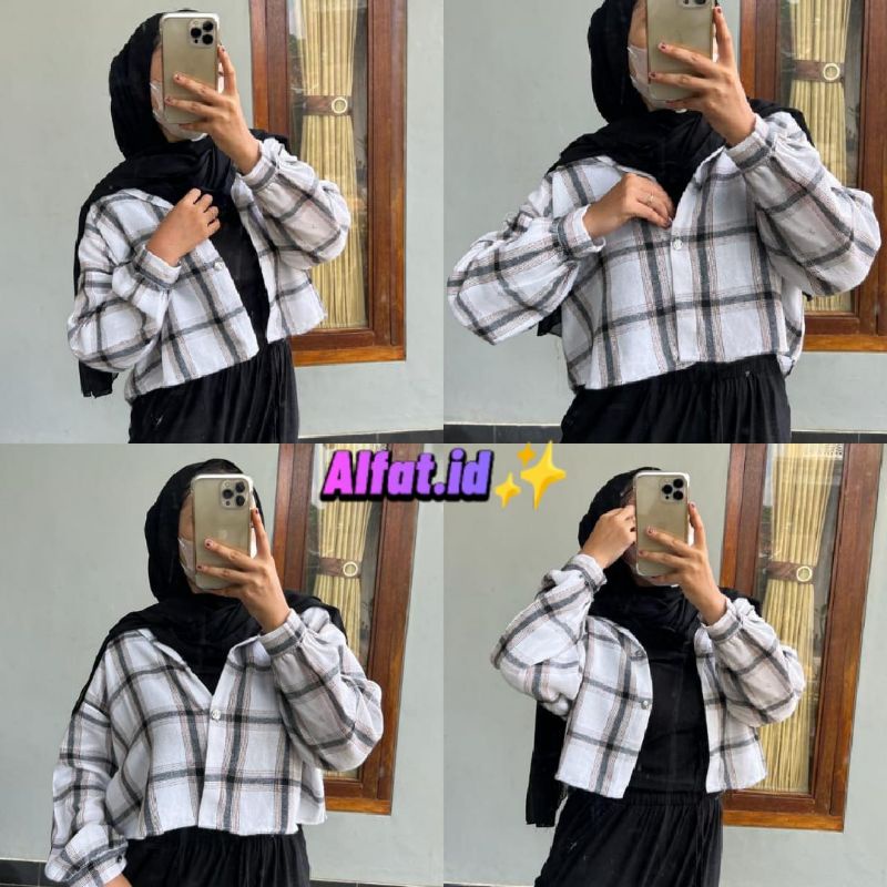 crop top tartan / crop top flanel / kemeja crop wanita-Motif 36