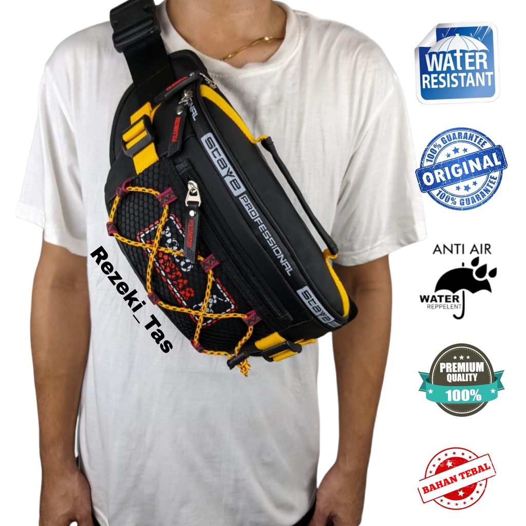 Tas Selempang Pria Terbaru Waterproof Original Polo Amstar Bahan Ballon Tebal Waistbag Tas Pinggang
