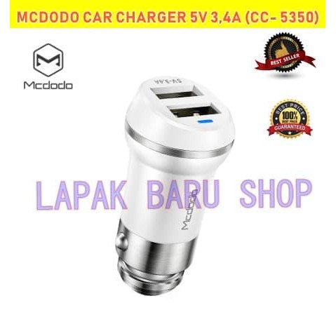 jual  Mcdodo Quick Charge Car Charger With 5V 3,4A Dual USB Ports - Hitam