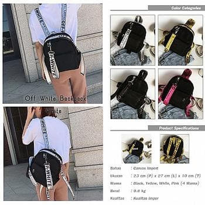 [Ransel Off White Minimalist White FS] tas wanita canvas putih