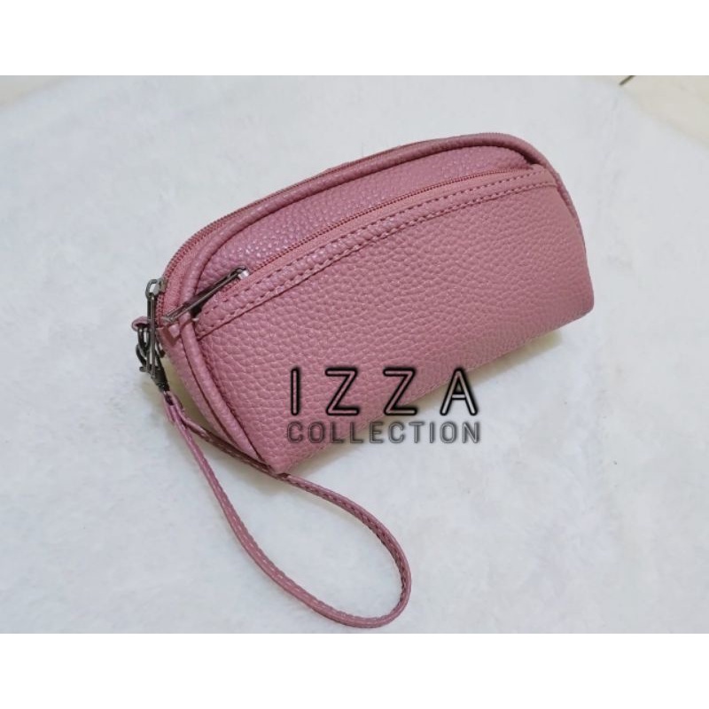 Dompet Wanita Tempat Hp dan Uang 3 Ruang /Resleting Papirut Oval makeup kosmetik pouch cewek terbaru