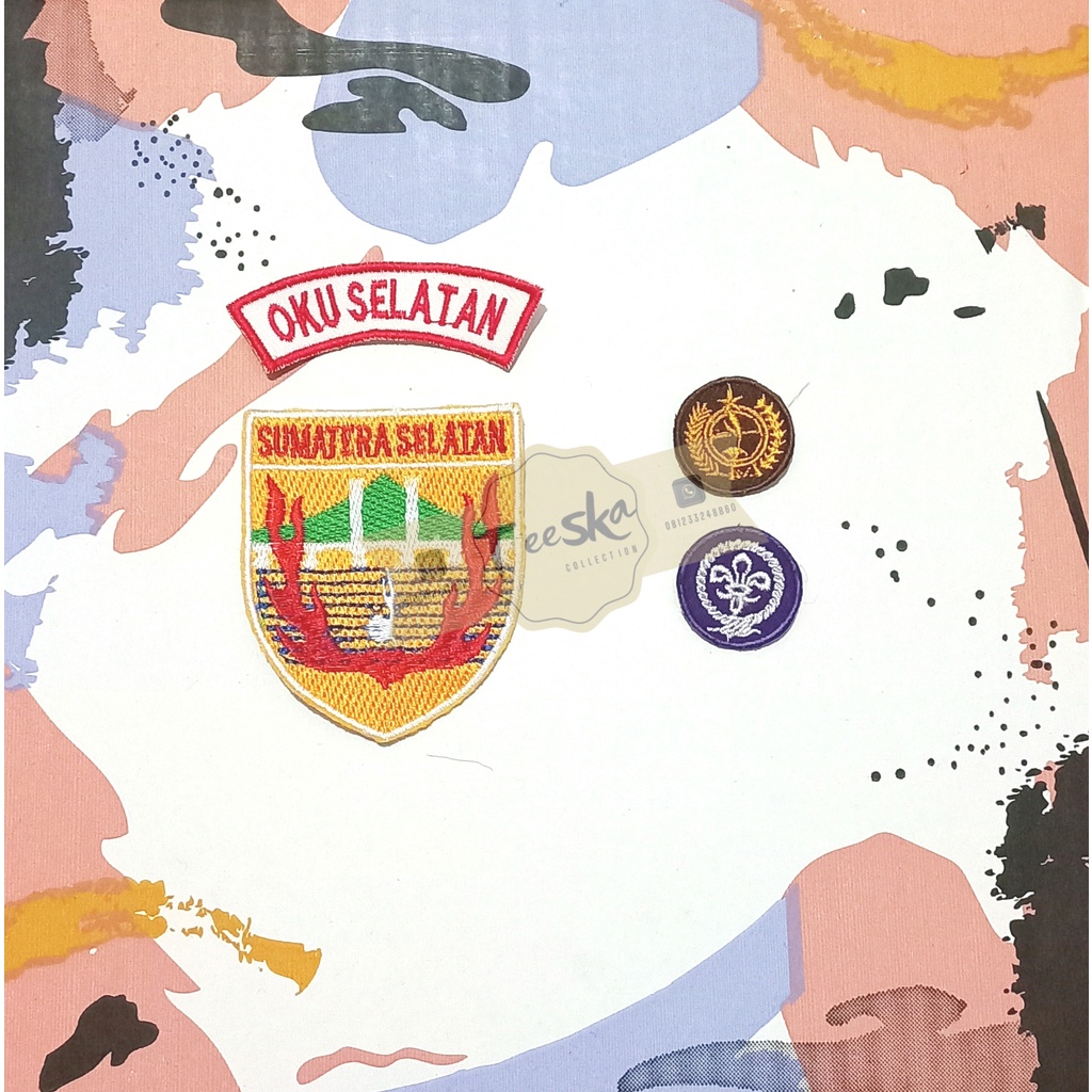 Set Atribut  Seragam Pramuka Logo Tunas Kelapa dan Wosm, Logo Kwartir Daerah ( Kwarda ) Sumatera Sel