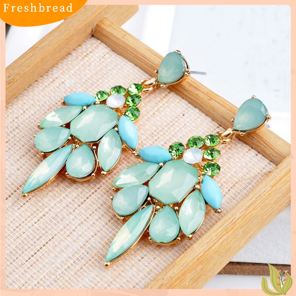 [TERLARIS]Exquisite Women Rhinestone Inlaid Geometric Flower Stud Earrings Party Jewelry