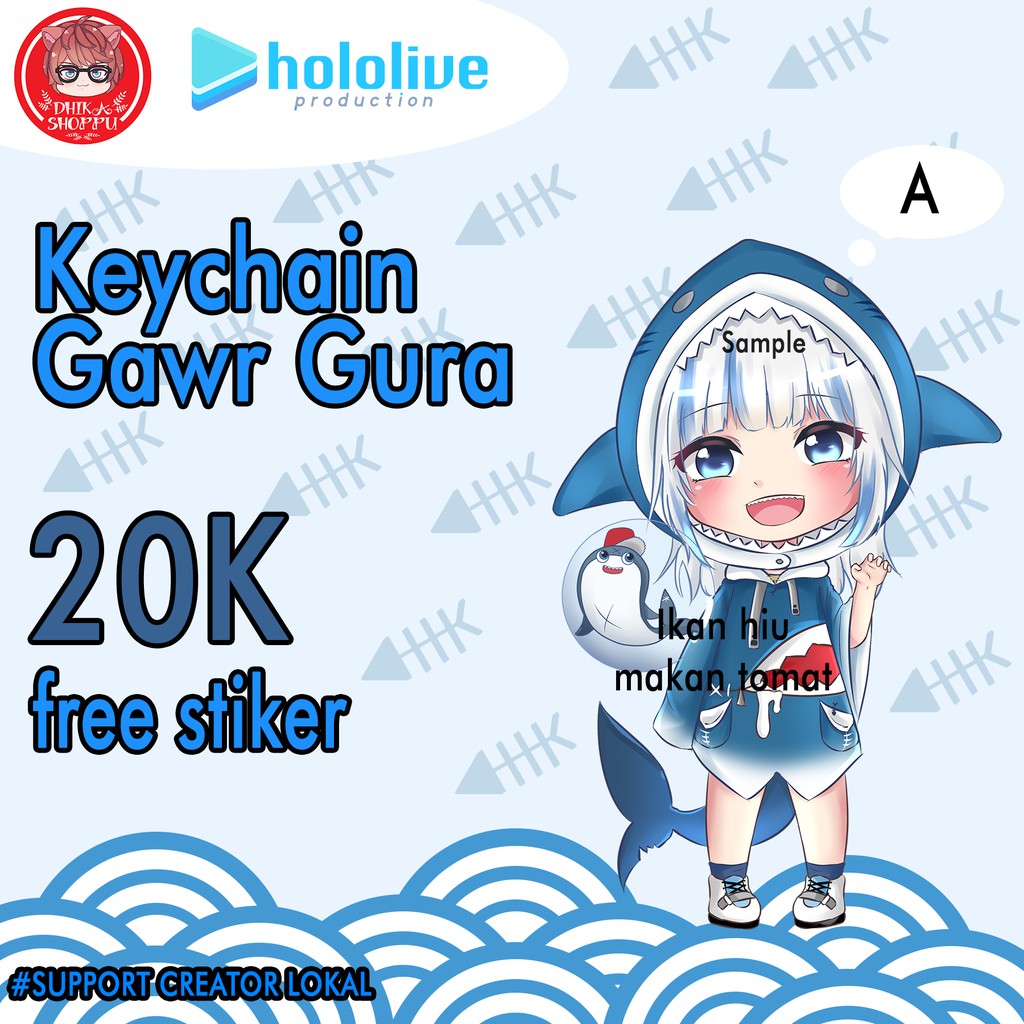 keychain akrilik gawr gura hololive vtubers