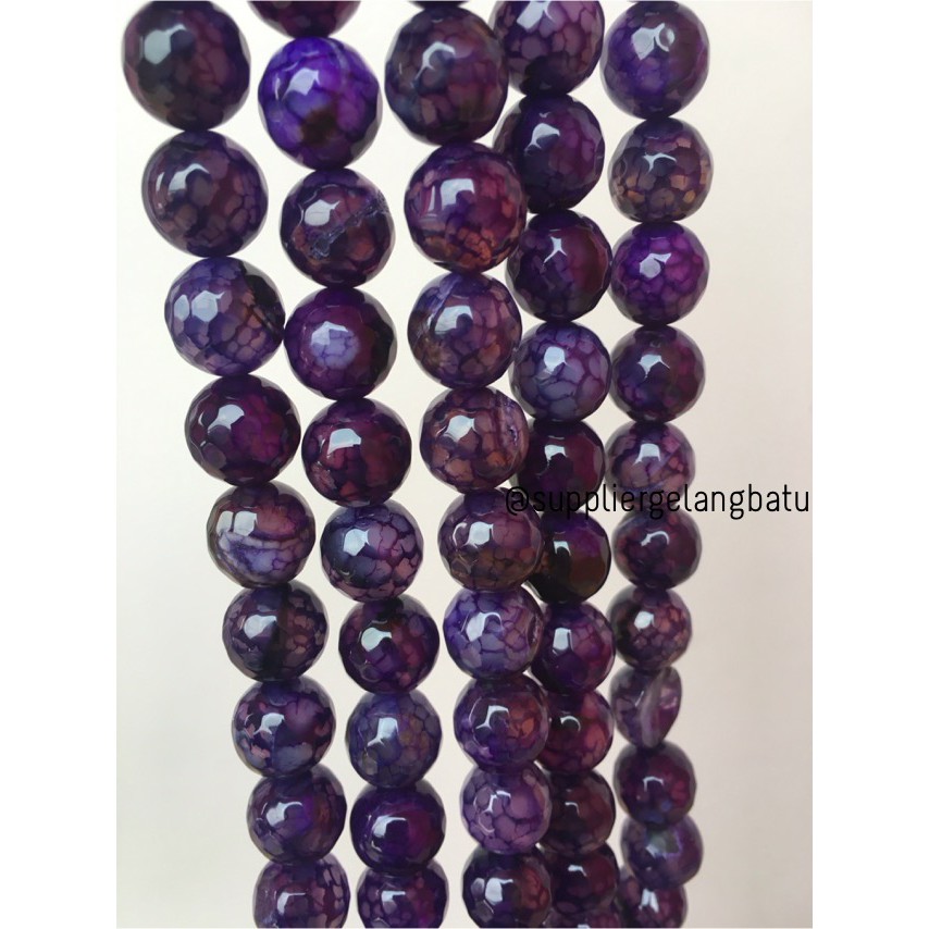 batu alam kecubung serat FACETED 14mm cutting amethys aksesoris craft amatis purple kesehatan alam