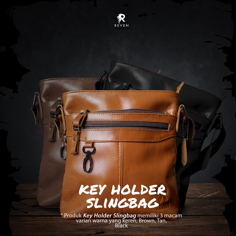 Tas Selempang Pria Kulit Asli Anti Air Waterproof Tas Pinggang Sling Bag Pria Kulit Asli