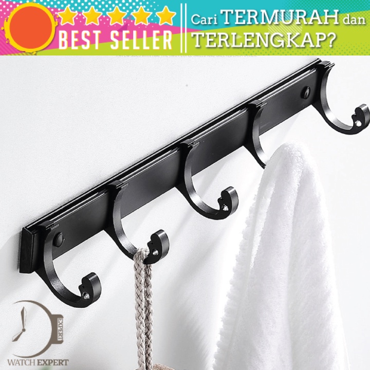 Bisa COD Rak Gantungan Handuk Kamar Mandi Bathroom Towel Holder Moveable Row Hook - YUJIE A06-4