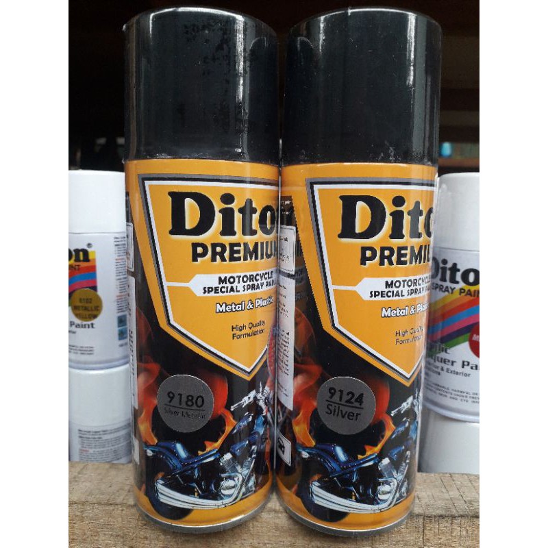 pilok pilox cat semprot diton premium silver silper perak metalik dof putih dop pernis doff grey abu