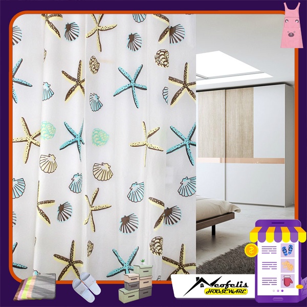 Tirai Kamar Mandi Bahan Tebal / Shower Curtain 180 x 180cm - NEOFELIS PR0153