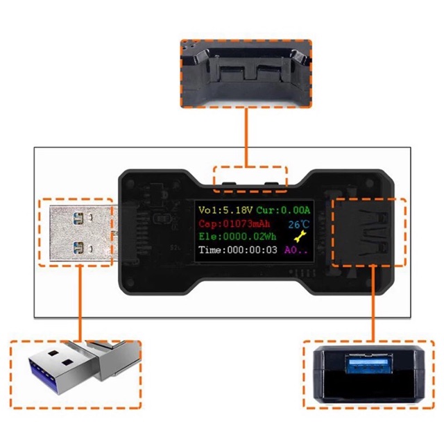 FN18 USB Tester DC Digital Voltmeter Ampermetro Current Voltage Detector Power Bank Charger