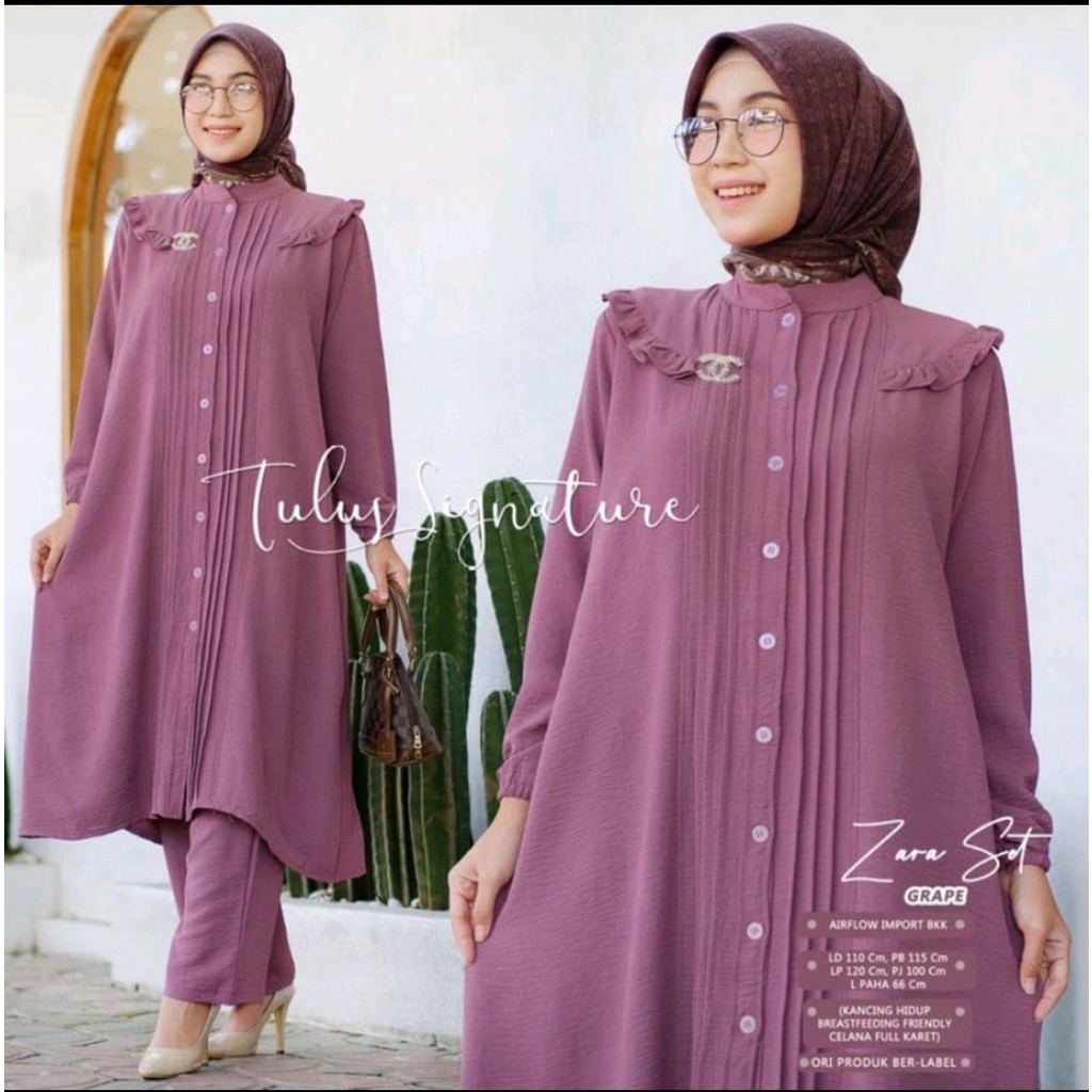 ZARA SET JUMBO LD 115-120 // SETELAN ZARA POLOS LONG TUNIK JUMBO // ONE SET ZARA PREMIUM // SETCEL C