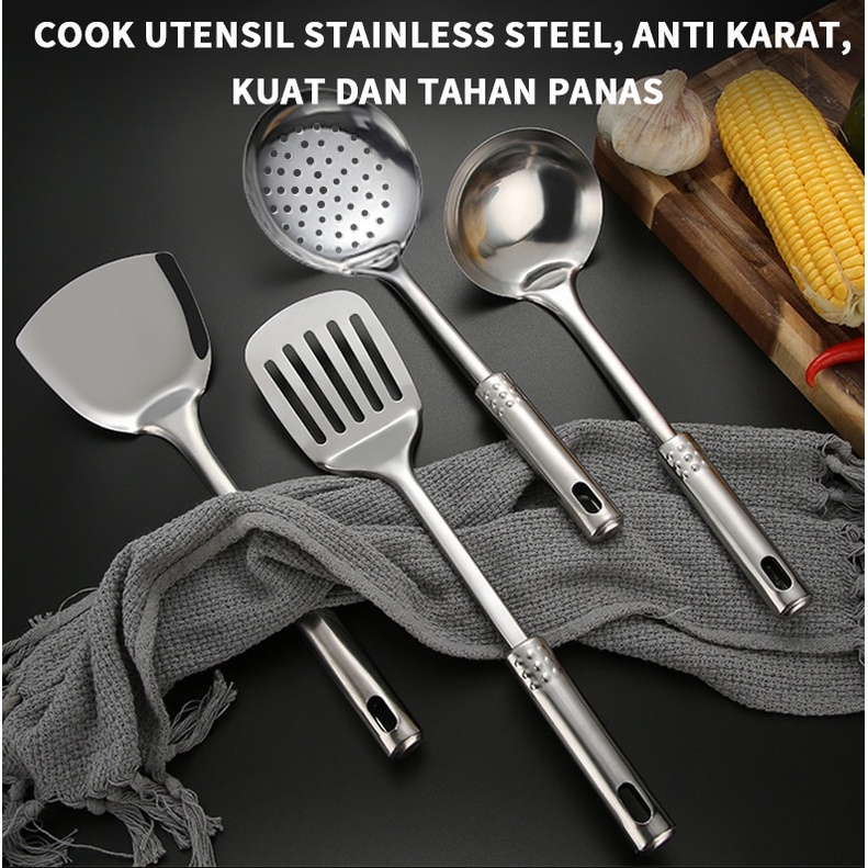 [ Cinicini ] Spatula Stainless 4 Pcs Anti Panas