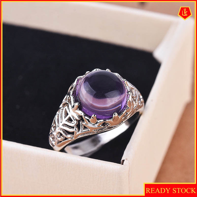 [Ready Stock]Purple Crystal Vintage Ring 925 Silver Fashion Elegant