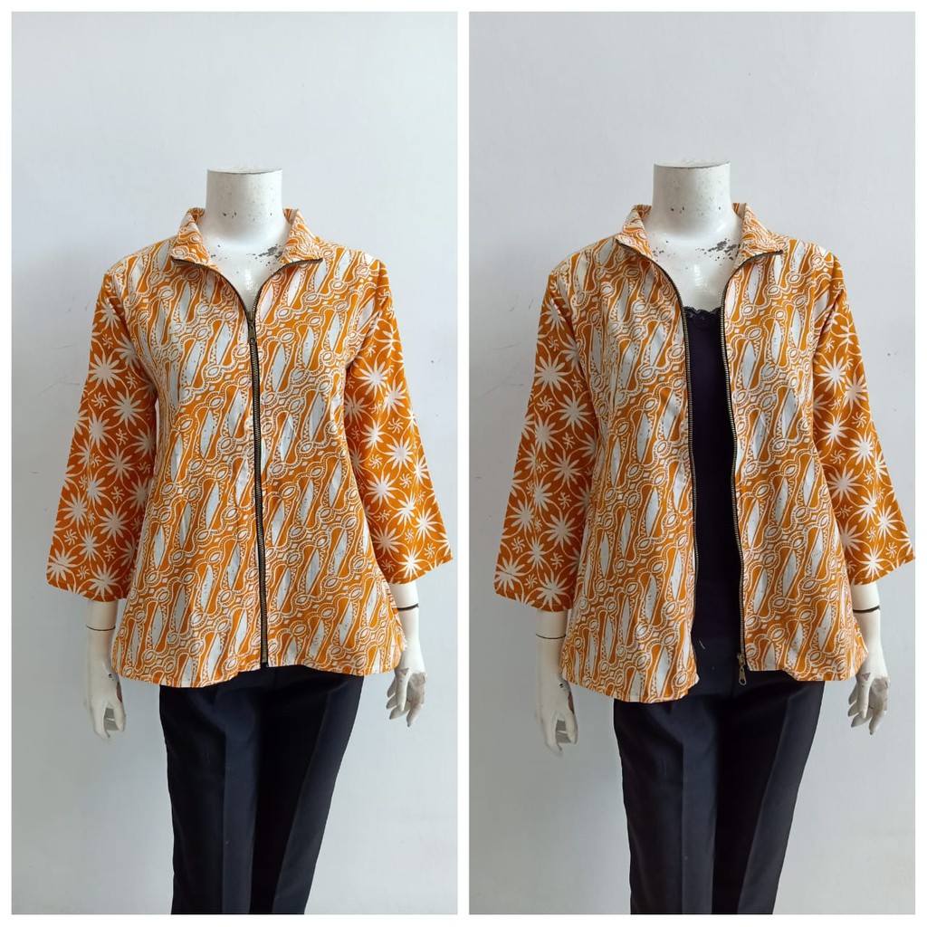 LANGITJUA BATIK SOLO - Atasan Baju Kerja Batik Model Blezer Busui dan Bumil Friendly