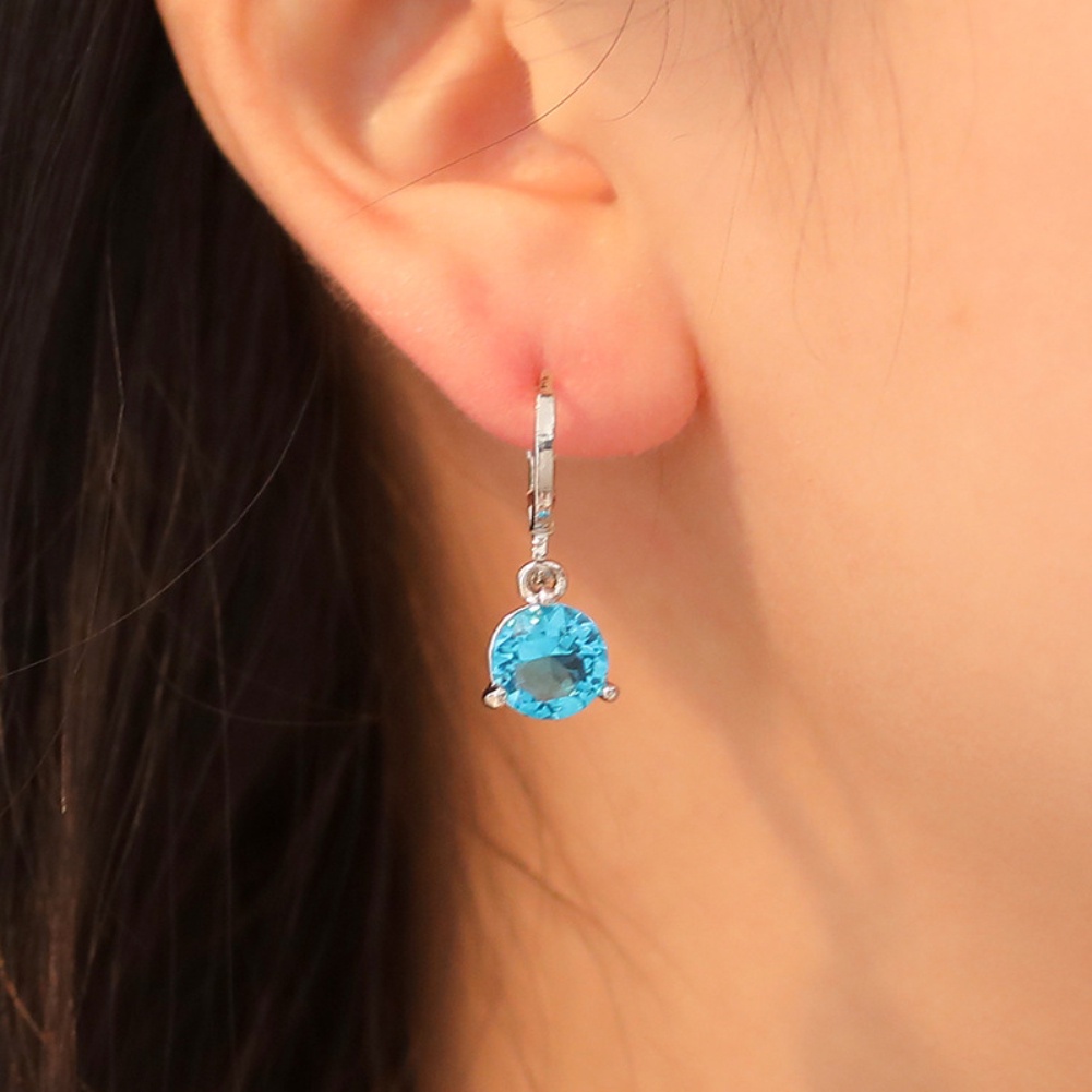 Hu Hu Hu Hu Hu Alat Bantu Pasang Kacamata♡ Set Anting Kalung Rantai Liontin Cubic Zirconia Bentuk Bulat Untuk Wanita