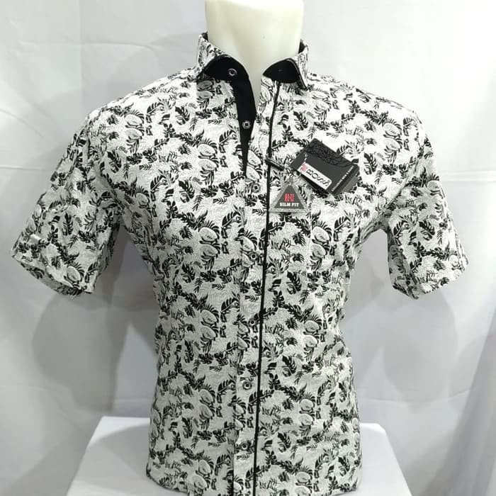 Kemeja Boss slim fit pendek Motif SEMI BATIK woiii