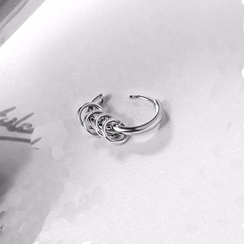IP-R Anting Hoop Multi Ring Mewah untuk Pria / anting Hoop tindik dan jepit