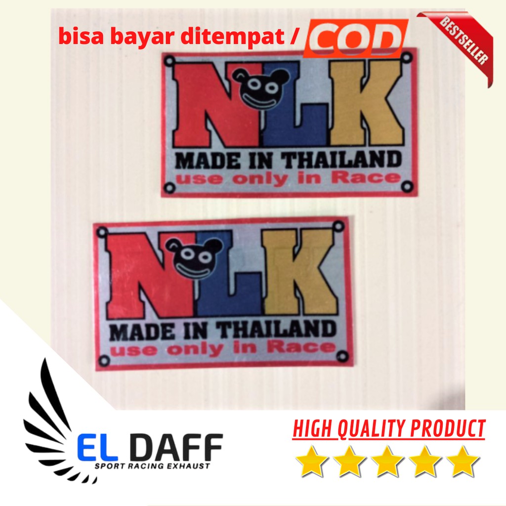 Emblem knalpot merk NLK thailand bahan plat almunium mengkilap bukan stiker