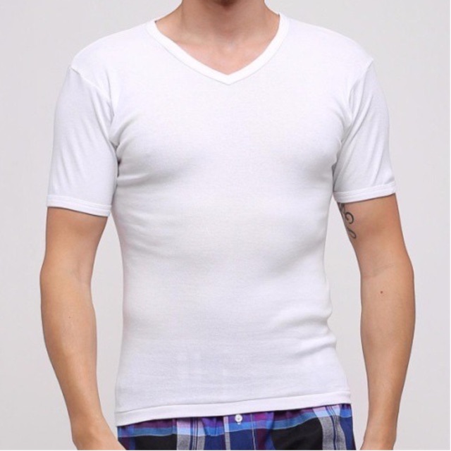 Tshirt GTman V-NECK TSGV | Kaos Dalam Oblong Pria Bahan Katun