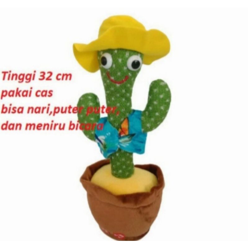 Boneka kaktus goyang musik +rekaman suara