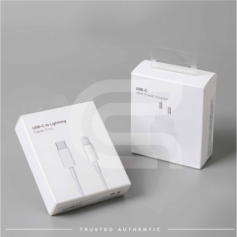 Charger Fast Charging - Lightning To USB-C Cable 1 Meter &amp; USB-C Adapter 18w