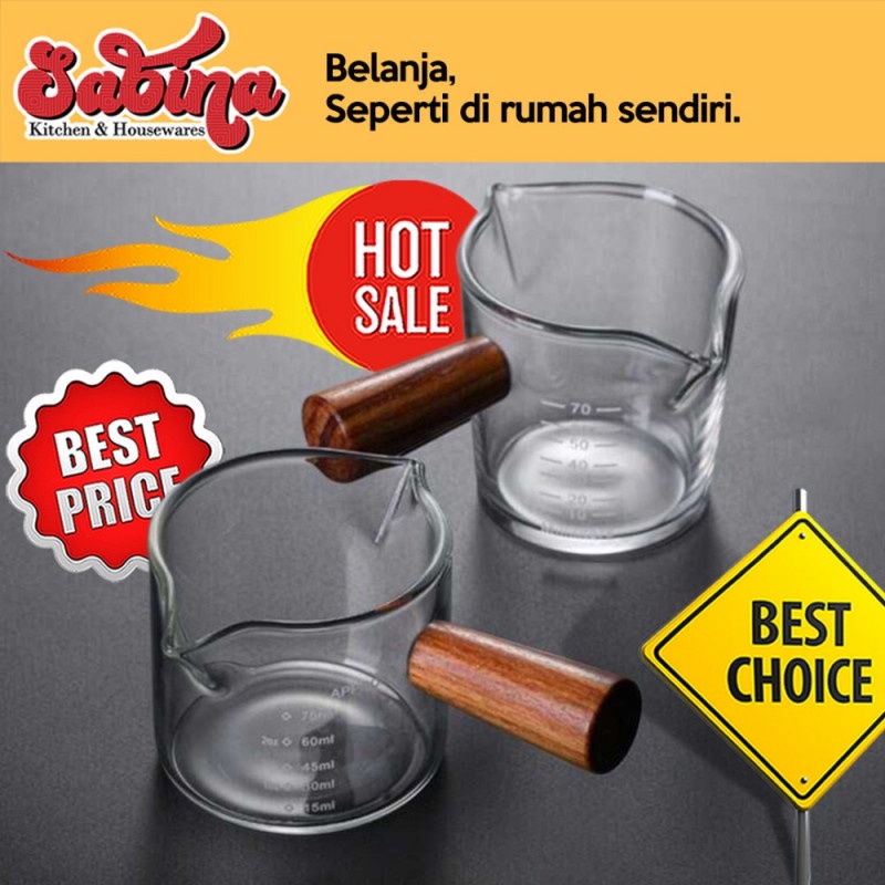 Gelas Takar Ukur Espresso Measuring Cup Double Mouth Borosilica Glass