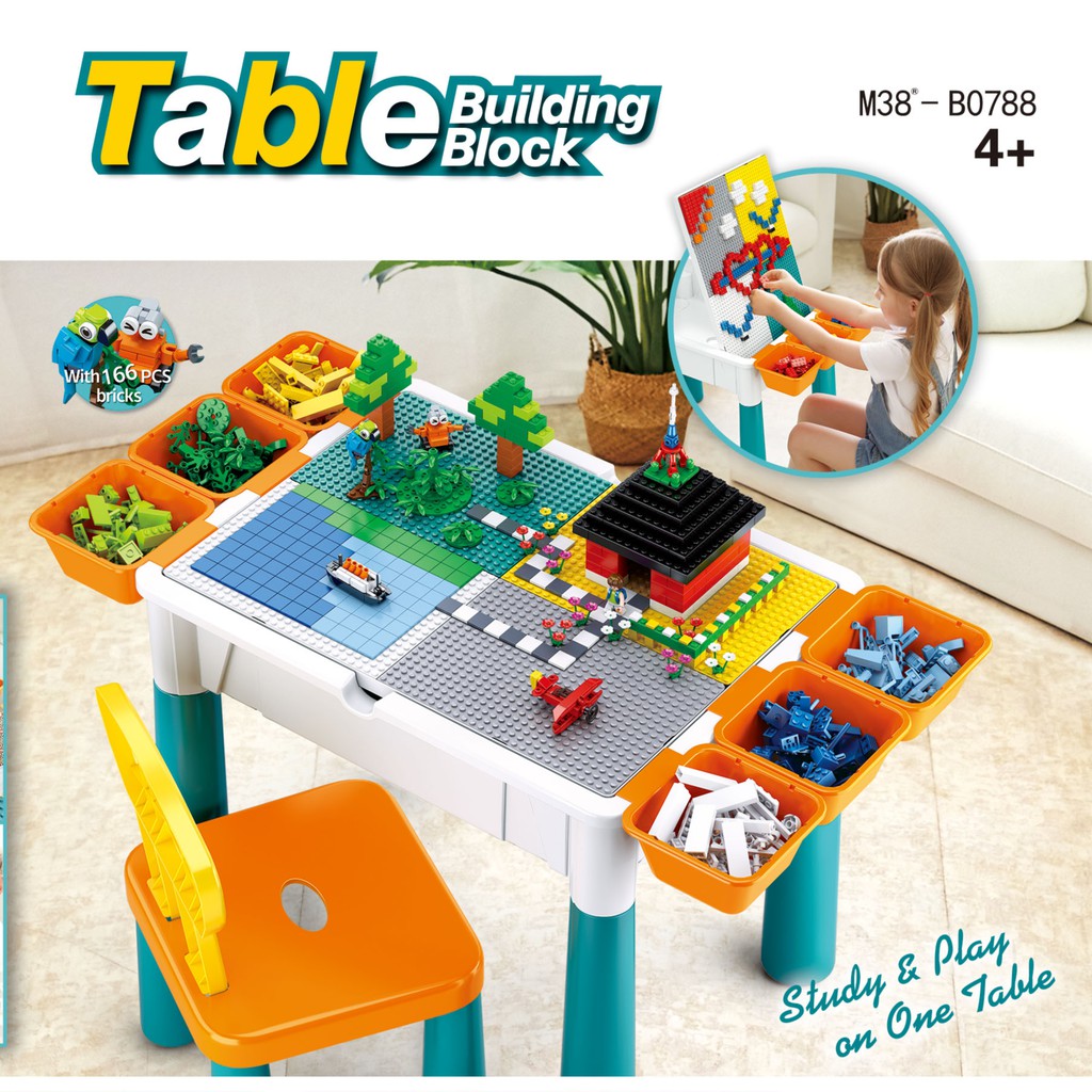 Meja Balok Multifungsi Sluban Bricks / Table for Playing Building Block