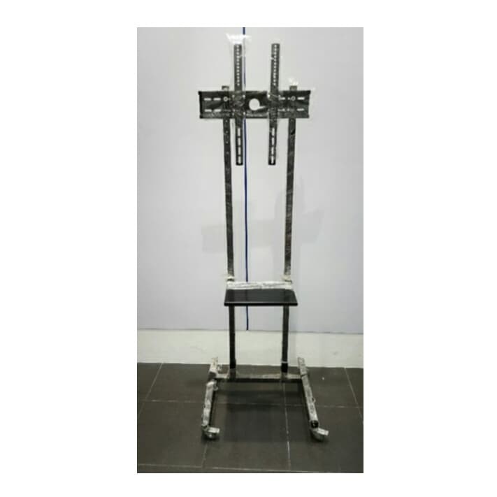 Bracket Standing TV LED Stand Roda 32 - 65 Inch Hitam Tripod Braket Flexible dan Sistem Knockdown