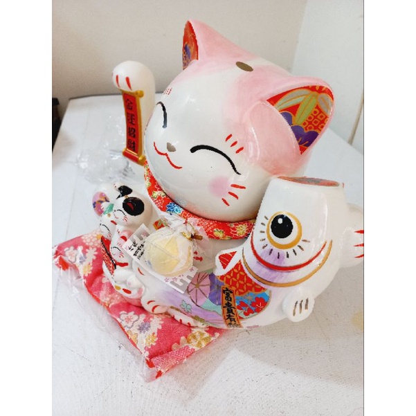 Manekineko Ceramic Large / Maneki Neko Keramik Tangan Goyang Besar