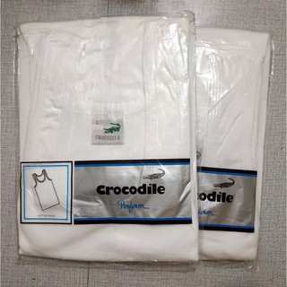 Kaos Singlet Crocodile Salur Putih untuk Pria