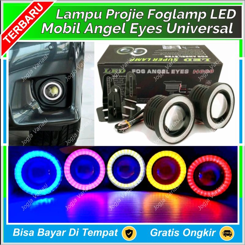 LAMPU ANGEL EYE LED FOGLAMP MOBIL PROJIE TEMBAK KABUT + 89 MM 89MM 2 MODE TERMURAH : AVANZA XENIA HO
