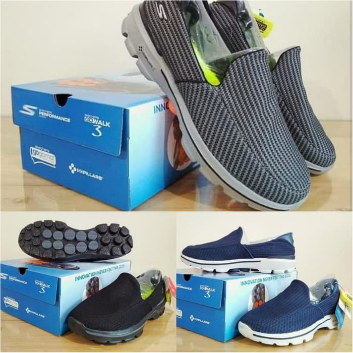 Sepatu Slip On Kasual Slop Pria Cowok Kulit Hitam Black Ukur VW177  / Skecher / Sketchers / Sketcher
