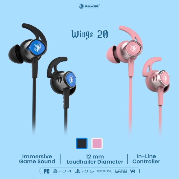 Earphone Gaming Sades Wings20 In-ear 3.5mm Headset Wings 20