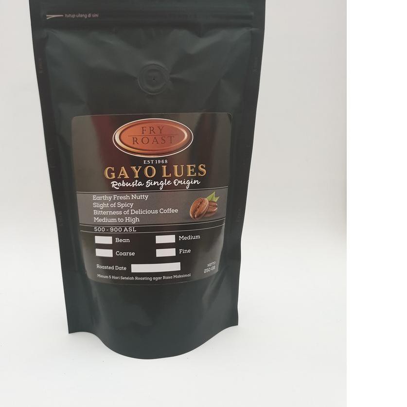 

Diskon!! (hlf-491) KOPI ROBUSTA ACEH GAYO LUES 250 GRAM (BIJI/BUBUK)