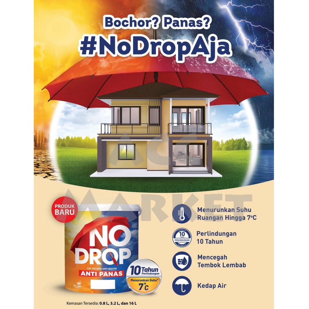 No Drop Anti Panas Bocor Waterproofing Cat Tembok Atap 16 Lt