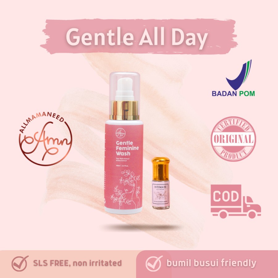 Paket Bundle Allmamaneed Parfum  Wanita GENTLE FEMININE WASH INTIMATE LOVE POISON All Day Bundling Secret Spray