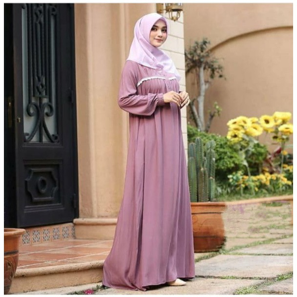 Baju gamis wanita terbaru 2022/SENJA DRESS/Pakaian muslim termurah bisa COD L|XL-PURPLE