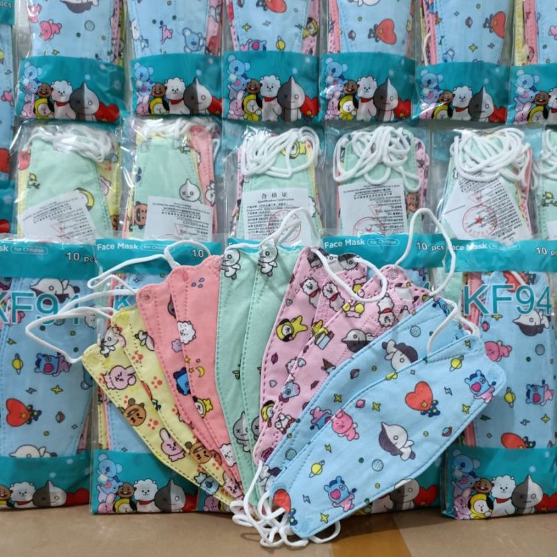 MASKER KF94 ANAK  BTS/MASKER ANAK KF94 MOTIF BTS(10PCS)