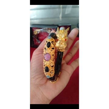 gelang naga uli bahan alpaka lapis emas