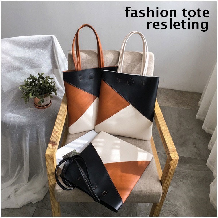 HOT SALE 8.8 - TOTE KULIT [RESLETING] TOTEBAG TAIGA 32x35 CM KULIT SINTETIS IMPORT | TOTEBAG BESAR UNTUK WANITA KERJA/KULIAH | TOTEBAG DUA WARNA | TOTEBAG IMPORT | TOTEBAG PRIA/WANITA | TOTEBAG KULIT TEBAL | TOTEBAG COKLAT | TOTEBAG CREAM | TOTEBAG HITAM