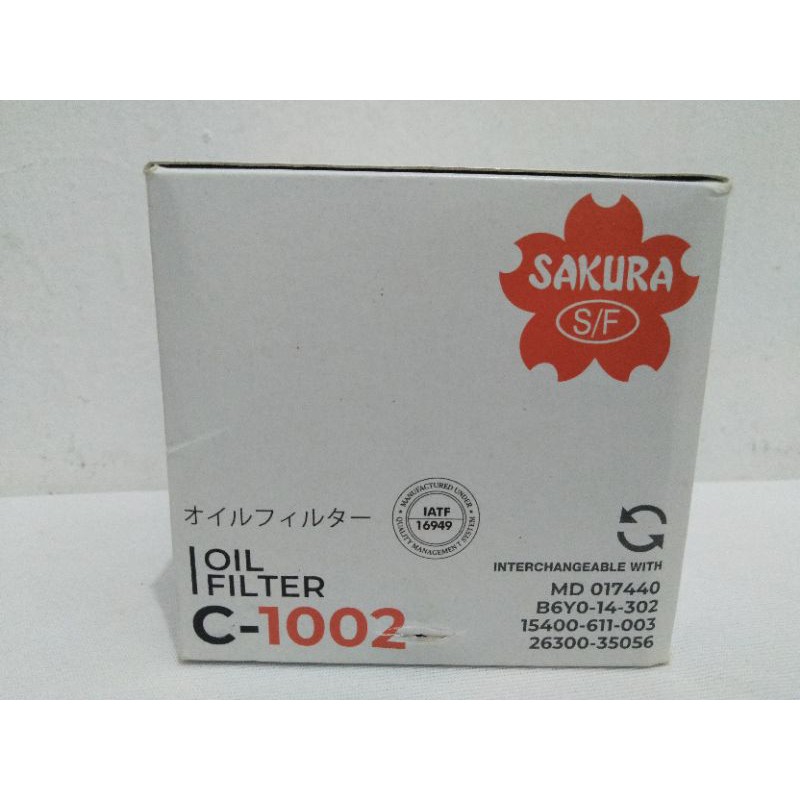 Filter Oli Mitsubishi Sakura C-1002 Original Untuk Colt T120SS Maven Yanmar 4TNT Mazda Ford Japan